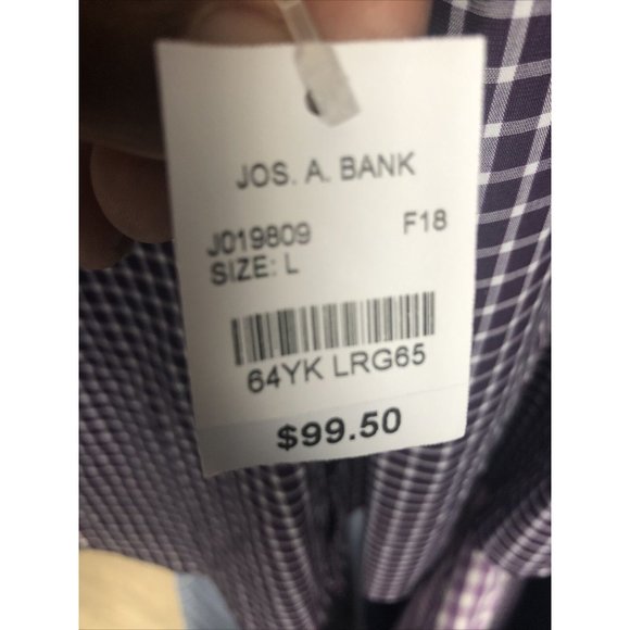 Jos A. Bank (Traveler Tech) Large Purple Stripped - Picture 3 of 5